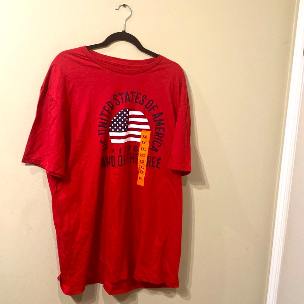 Unisex General Standard Red American Flag Patriotic Shirt Made in USA XXL NWT